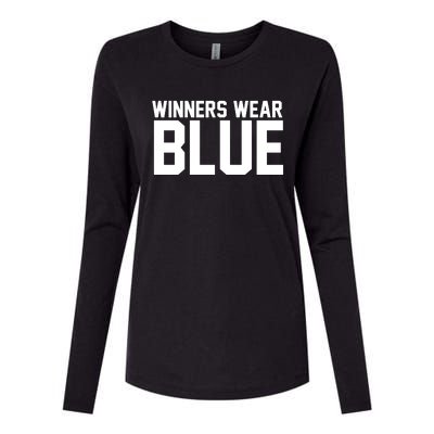 Winners Wear Blue Game Competition Womens Cotton Relaxed Long Sleeve T-Shirt