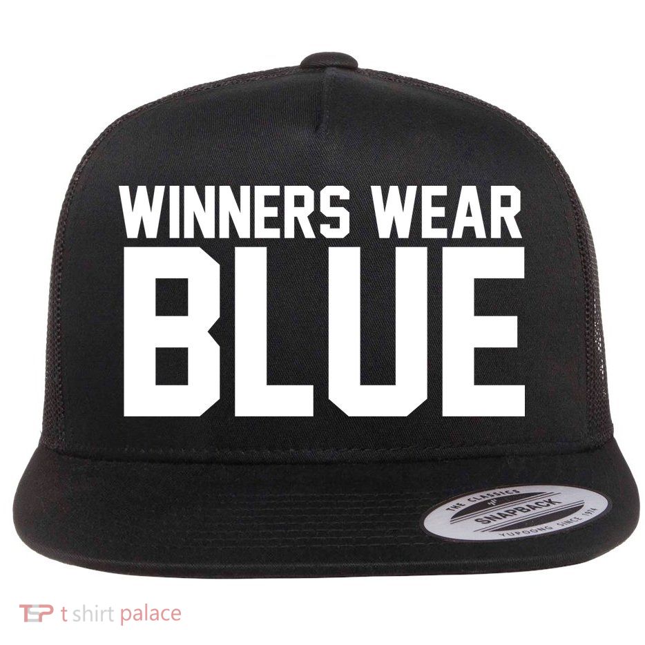 Winners Wear Blue Game Competition Flat Bill Trucker Hat