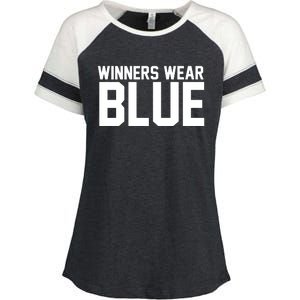 Winners Wear Blue Game Competition Enza Ladies Jersey Colorblock Tee