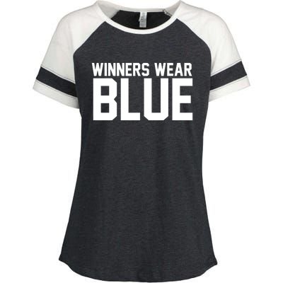 Winners Wear Blue Game Competition Enza Ladies Jersey Colorblock Tee