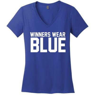 Winners Wear Blue Game Competition Women's V-Neck T-Shirt