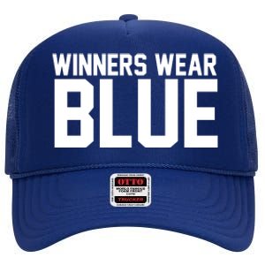 Winners Wear Blue Game Competition High Crown Mesh Back Trucker Hat