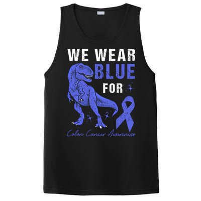 We Wear Blue For Colon Cancer Awareness Tgiftrex Dino Meaningful Gift PosiCharge Competitor Tank