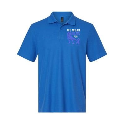 We Wear Blue For Colon Cancer Awareness Tgiftrex Dino Meaningful Gift Softstyle Adult Sport Polo