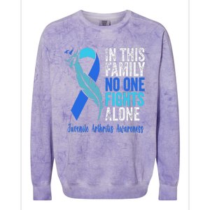 We Wear Blue Riboon For Juvenile Arthritis Awareness Month. Colorblast Crewneck Sweatshirt