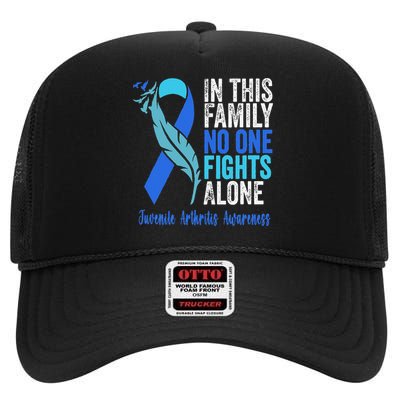 We Wear Blue Riboon For Juvenile Arthritis Awareness Month. High Crown Mesh Back Trucker Hat