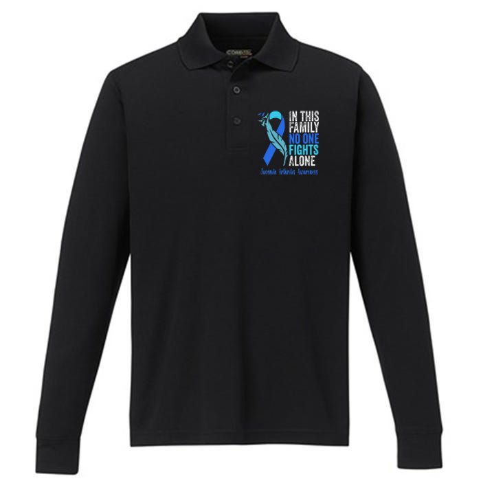 We Wear Blue Riboon For Juvenile Arthritis Awareness Month. Performance Long Sleeve Polo