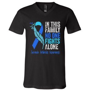 We Wear Blue Riboon For Juvenile Arthritis Awareness Month. V-Neck T-Shirt