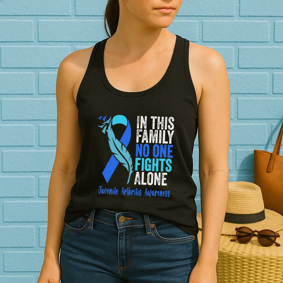 We Wear Blue Riboon For Juvenile Arthritis Awareness Month. Womens Tank Top