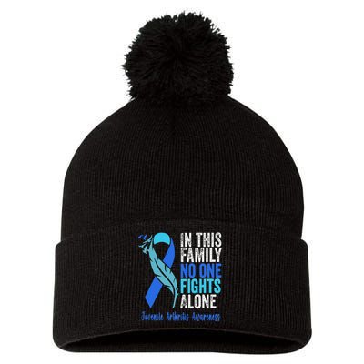 We Wear Blue Riboon For Juvenile Arthritis Awareness Month. Pom Pom 12in Knit Beanie