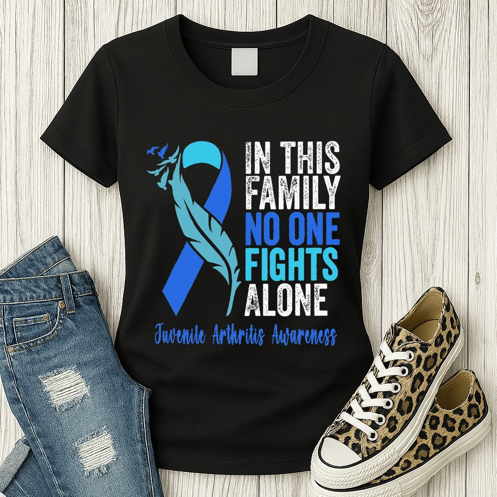 We Wear Blue Riboon For Juvenile Arthritis Awareness Month. Womens T-Shirt