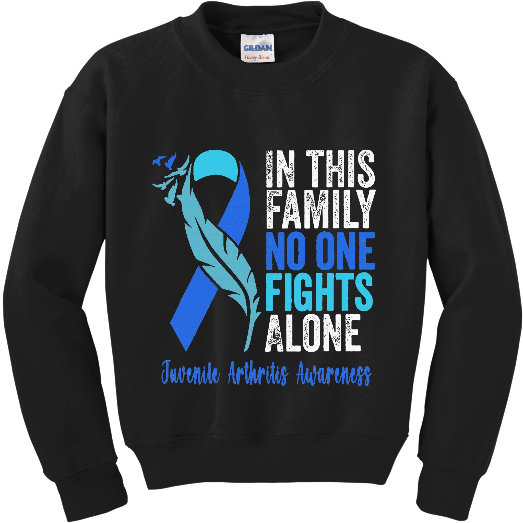 We Wear Blue Riboon For Juvenile Arthritis Awareness Month. Kids Sweatshirt