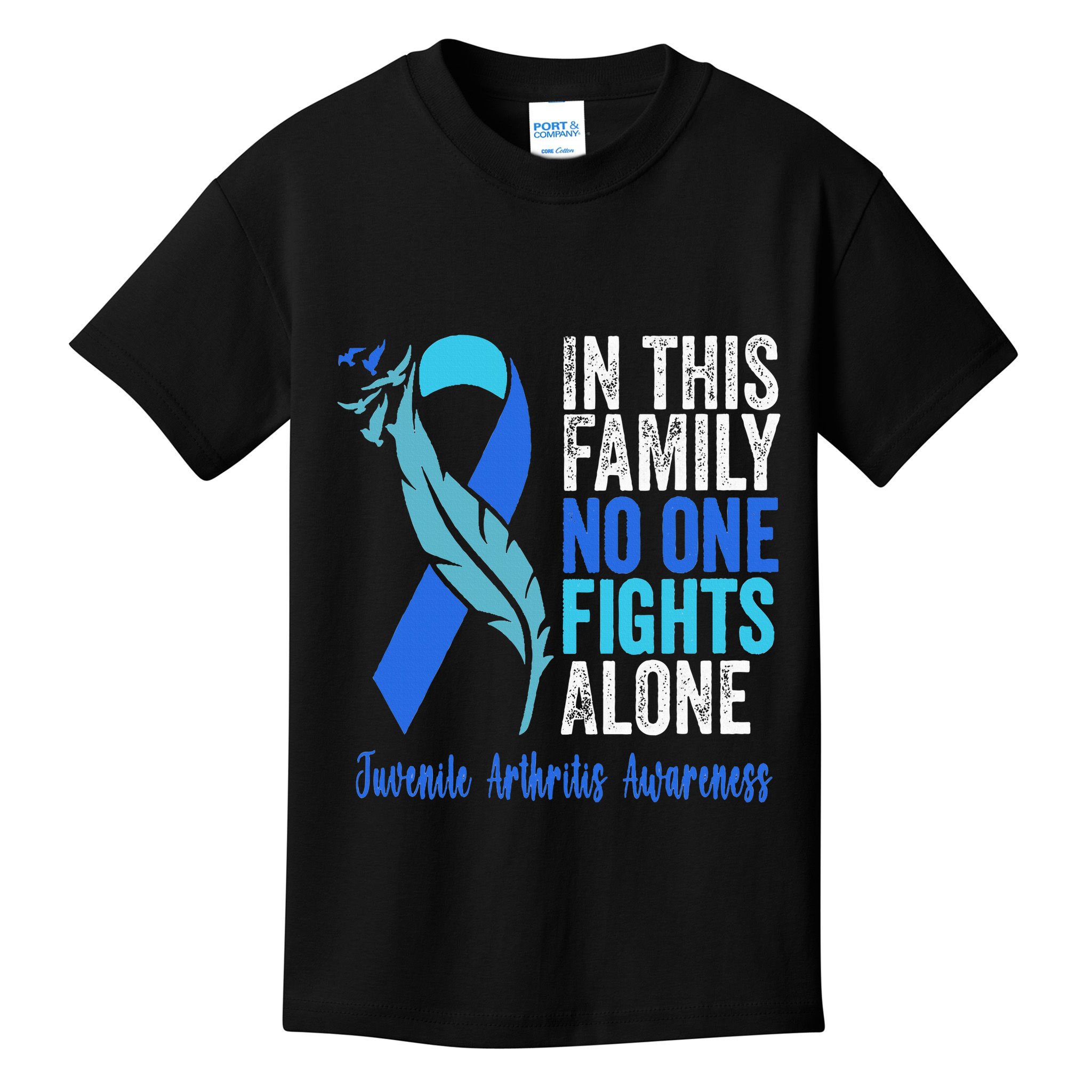 We Wear Blue Riboon For Juvenile Arthritis Awareness Month. Kids T-Shirt