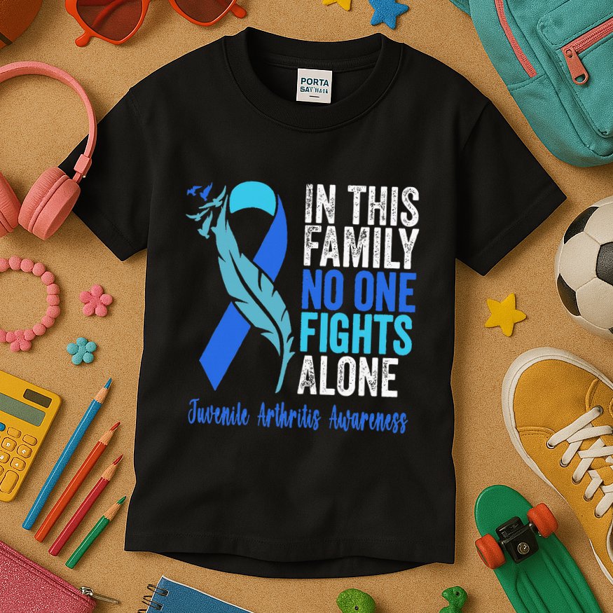 We Wear Blue Riboon For Juvenile Arthritis Awareness Month. Kids T-Shirt