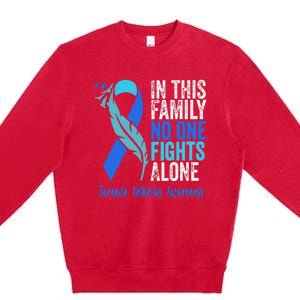 We Wear Blue Riboon For Juvenile Arthritis Awareness Month. Premium Crewneck Sweatshirt