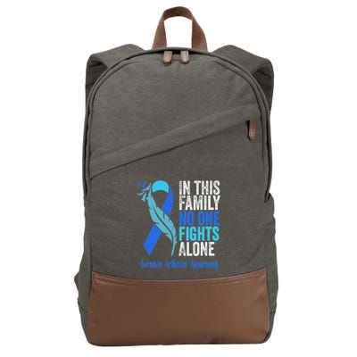 We Wear Blue Riboon For Juvenile Arthritis Awareness Month. Cotton Canvas Backpack