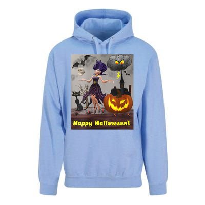 Witch With Black Cat Bats & Pumpkin Halloween Special Unisex Surf Hoodie