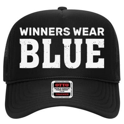 Winners Wear Blue Team Spirit Game Competition Camping High Crown Mesh Back Trucker Hat