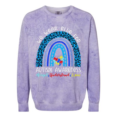 We Wear Blue For Autism Awareness Month Autism Rainbow Colorblast Crewneck Sweatshirt