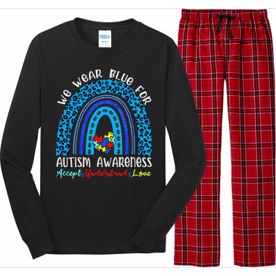 We Wear Blue For Autism Awareness Month Autism Rainbow Long Sleeve Pajama Set