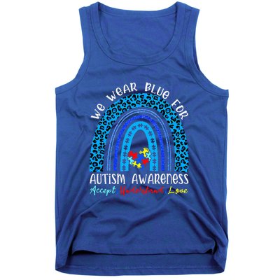 We Wear Blue For Autism Awareness Month Autism Rainbow Tank Top