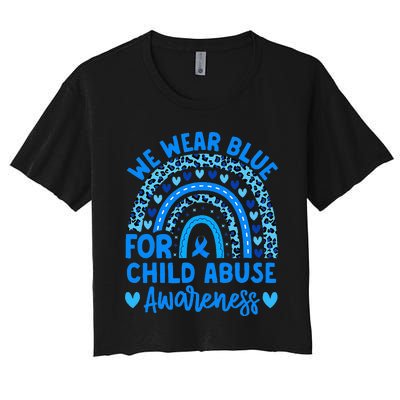 We Wear Blue Child Abuse Prevention Child Abuse Awareness Women's Crop Top Tee