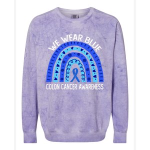 We Wear Blue Rainbow For Colon Cancer Awareness Gift Colorblast Crewneck Sweatshirt