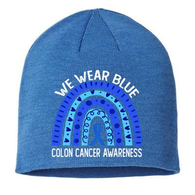 We Wear Blue Rainbow For Colon Cancer Awareness Gift Sustainable Beanie