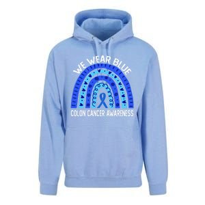 We Wear Blue Rainbow For Colon Cancer Awareness Gift Unisex Surf Hoodie