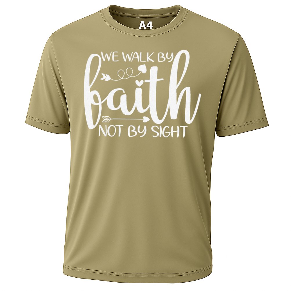 We Walk By Faith Not By Sight God Faith Jesus Cooling Performance Crew T-Shirt
