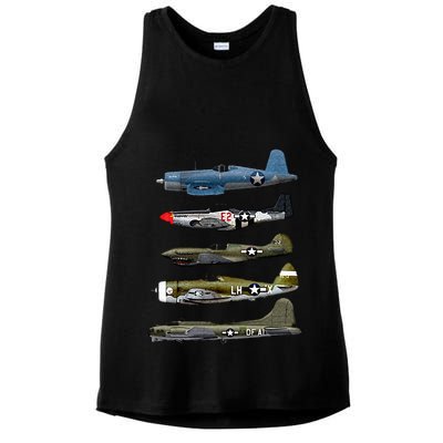 WW2 Warplane B17 P51 Mustang F4U Corsair P40 Warhawk Gift  Ladies PosiCharge Tri-Blend Wicking Tank