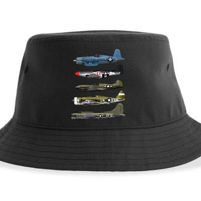 WW2 Warplane B17 P51 Mustang F4U Corsair P40 Warhawk Gift  Sustainable Bucket Hat
