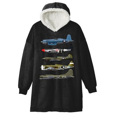 WW2 Warplane B17 P51 Mustang F4U Corsair P40 Warhawk Gift  Hooded Wearable Blanket