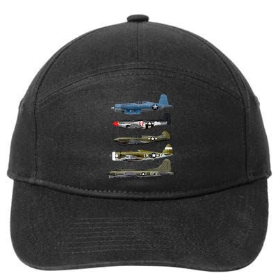 WW2 Warplane B17 P51 Mustang F4U Corsair P40 Warhawk Gift  7-Panel Snapback Hat