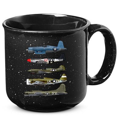 WW2 Warplane B17 P51 Mustang F4U Corsair P40 Warhawk Gift  15oz Campfire Ceramic Mug