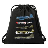 WW2 Warplane B17 P51 Mustang F4U Corsair P40 Warhawk Gift  Drawstring Bag