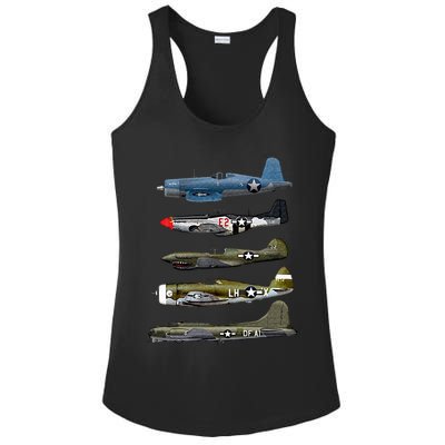 WW2 Warplane B17 P51 Mustang F4U Corsair P40 Warhawk Gift  Ladies PosiCharge Competitor Racerback Tank