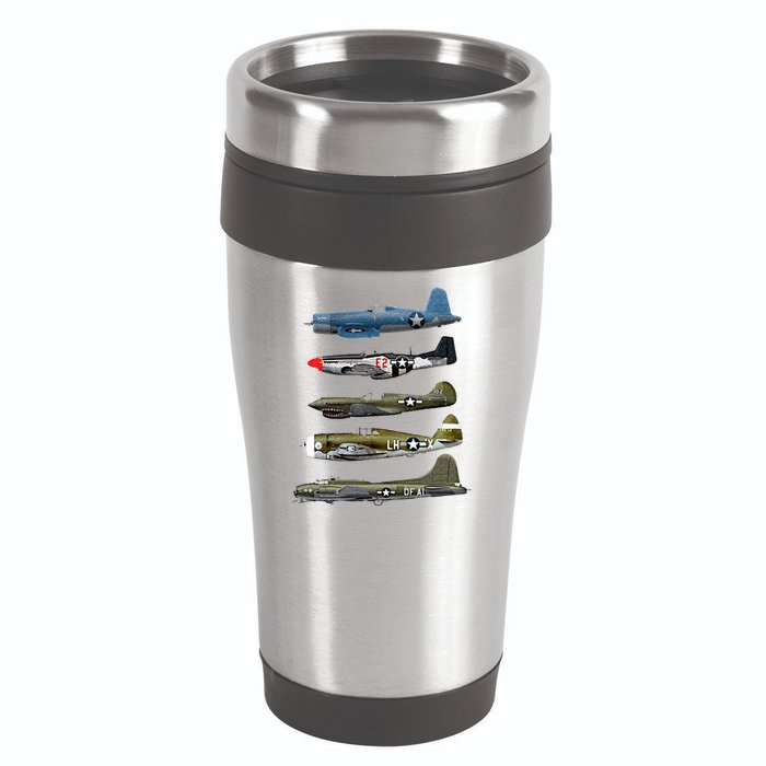 WW2 Warplane B17 P51 Mustang F4U Corsair P40 Warhawk Gift  16oz Travel Tumbler
