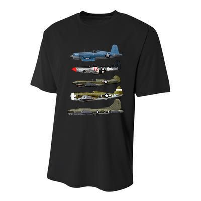 WW2 Warplane B17 P51 Mustang F4U Corsair P40 Warhawk Gift  Youth Performance Sprint T-Shirt