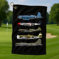 WW2 Warplane B17 P51 Mustang F4U Corsair P40 Warhawk Gift  Golf Towel