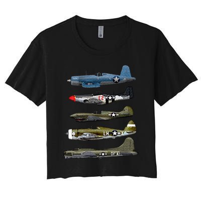 WW2 Warplane B17 P51 Mustang F4U Corsair P40 Warhawk Gift  Crop Top