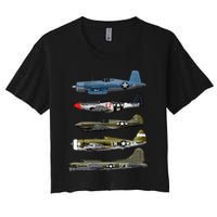 WW2 Warplane B17 P51 Mustang F4U Corsair P40 Warhawk Gift  Crop Top