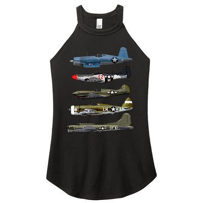 WW2 Warplane B17 P51 Mustang F4U Corsair P40 Warhawk Gift  Women's Perfect Tri Rocker Tank
