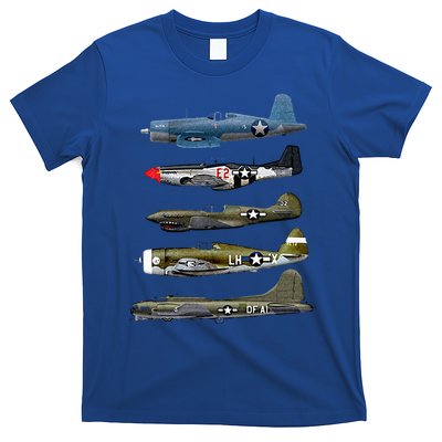 WW2 Warplane B17 P51 Mustang F4U Corsair P40 Warhawk Gift  T-Shirt