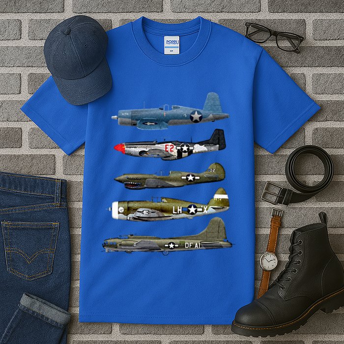 WW2 Warplane B17 P51 Mustang F4U Corsair P40 Warhawk Gift  Tall T-Shirt