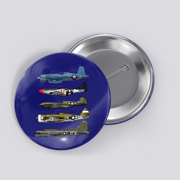 WW2 Warplane B17 P51 Mustang F4U Corsair P40 Warhawk Gift  Button