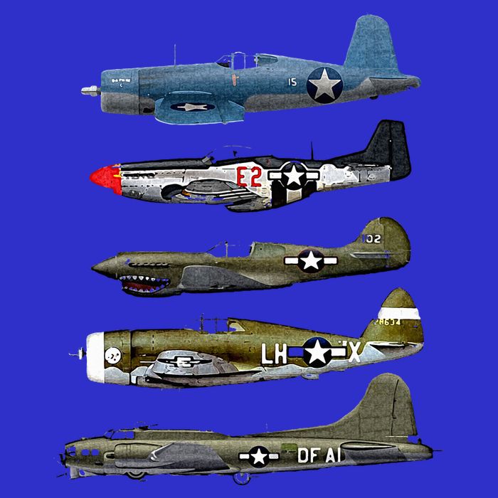 WW2 Warplane B17 P51 Mustang F4U Corsair P40 Warhawk Gift  Button