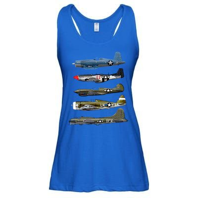 WW2 Warplane B17 P51 Mustang F4U Corsair P40 Warhawk Gift  Ladies Essential Flowy Tank