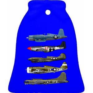 WW2 Warplane B17 P51 Mustang F4U Corsair P40 Warhawk Gift  Ceramic Bell Ornament