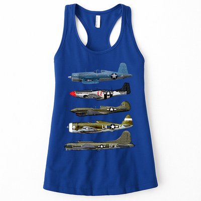WW2 Warplane B17 P51 Mustang F4U Corsair P40 Warhawk Gift  Womens Tank Top